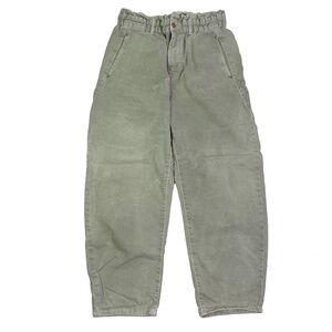 Zara Paperbag Pants Baggy Fit Light Green